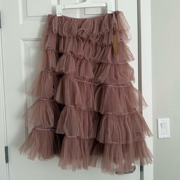 Few Moda o.p.t Ricci Tiered Tulle Midi Skirt - Size XL - Dusty Pink - NWT - Picture 4 of 10